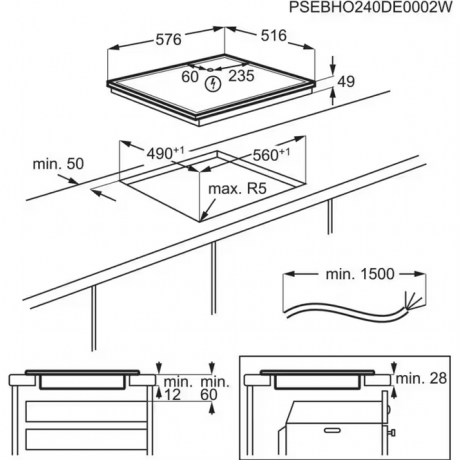 AEG TO64IA0FXB Αυτόνομη Επαγωγική Εστία με Inox Πλαίσιο 60cm