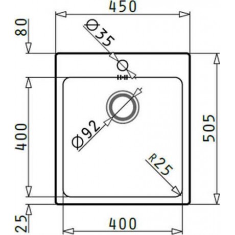 Pyramis 1B Inset Ledge Ένθετος Νεροχύτης Inox Σατινέ 45x50.5cm Ασημί 101061301