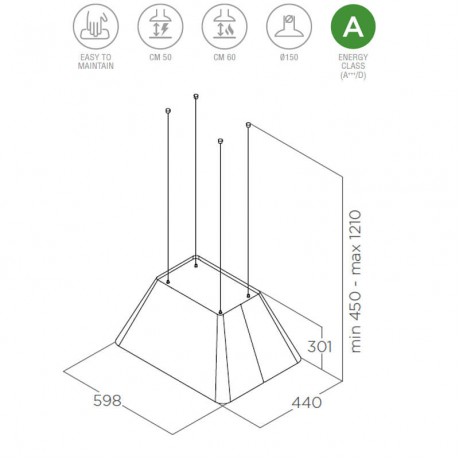 Elica Ikona Light IX/F/60 Απορροφητήρας Νησίδα 60cm Inox