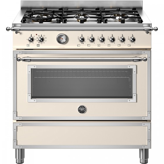 Bertazzoni HER96L1EAVT 6 Εστίες Αερίου - Φούρνος Ηλεκτρικός 90cm Μπεζ