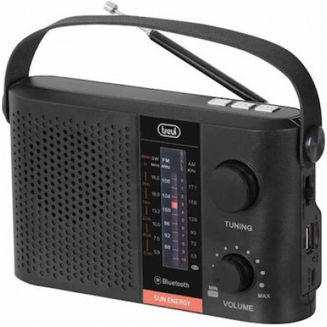 Trevi RA-7F25 Φορητό Ραδιόφωνο Ηλιακό με Bluetooth και USB Μαύρο