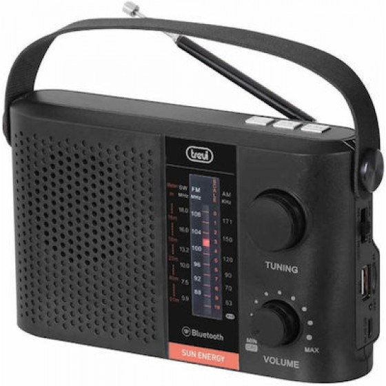 Trevi RA-7F25 Φορητό Ραδιόφωνο Ηλιακό με Bluetooth και USB Μαύρο