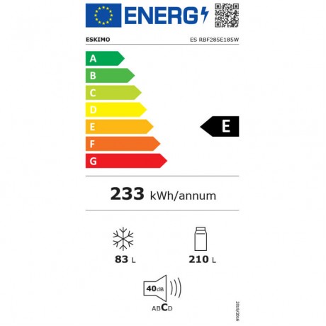 Eskimo ES RBF285E185W Ψυγειοκαταψύκτης No Frost Υ185xΠ60xΒ60εκ. Λευκό