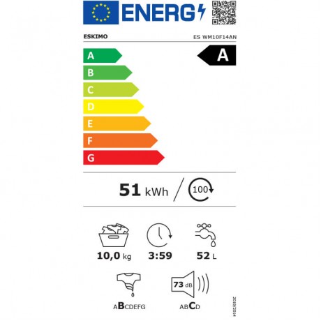 Eskimo ES WM10F14AN  Πλυντήριο Ρούχων 10kg με Ατμό Inverter