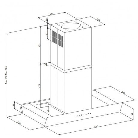 Davoline Flow 90 Απορροφητήρας Νησίδα 90cm Λευκός