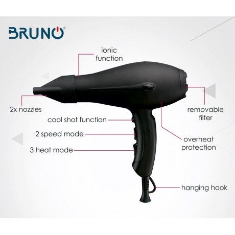 Bruno BRN-0004 Ionic Επαγγελματικό Πιστολάκι Μαλλιών 2000W 