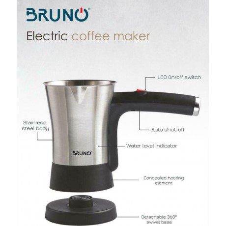 Bruno BRN 0042 Ηλεκτρικό Μπρίκι 800W με Χωρητικότητα 300ml Inox
