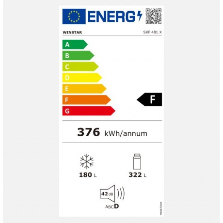 Winstar SKF 481 X Ψυγείο Ντουλάπα NoFrost Υ181xΠ78.5xΒ71.6εκ. Inox