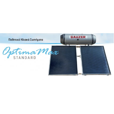 Gauzer Optima Max Standard Ηλιακός Θερμοσίφωνας 200 λίτρων Glass Διπλής Ενέργειας με 3τ.μ. Συλλέκτη  