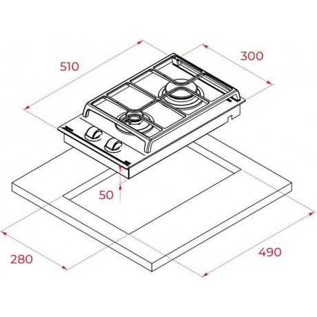 Teka GZC 32300 XBA Domino Εστία Υγραερίου Αυτόνομη 30x51εκ.