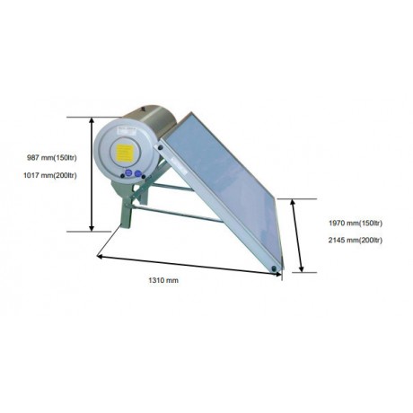 Sole Eurostar Fino 150-1-T250 Ηλιακός Θερμοσίφωνας 150 λίτρων Glass Διπλής Ενέργειας με 2.31τ.μ. Οριζόντιο Συλλέκτη Χαμηλού Ύψους 