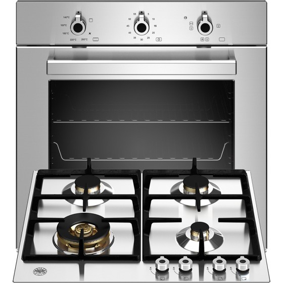 Bertazzoni F60 5 PRO G K X + P60 4L PRO X Φούρνος άνω Πάγκου 57lt με Εστίες Υγραερίου Π59.5εκ. Inox 