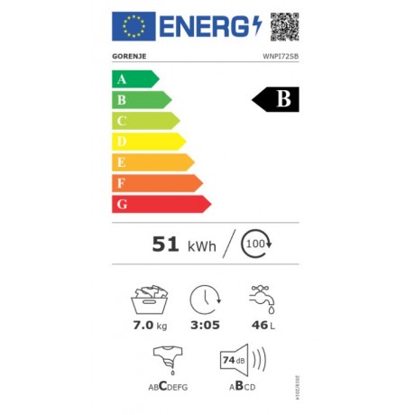 Gorenje WNPI72SB Πλυντήριο Ρούχων 7kg 1200 Στροφών 