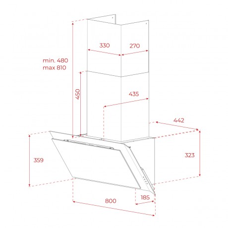 Teka Infinity G1 DVI 88-G1 EOS BM Απορροφητήρας Καμινάδα 80cm Μαύρος