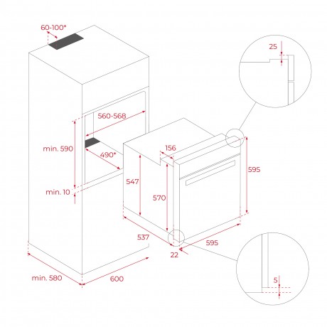 Teka Infinity G1 HLB 85-G1 P BM Πολυλειτουργικός Φούρνος με Πυρόλυση Μαύρος