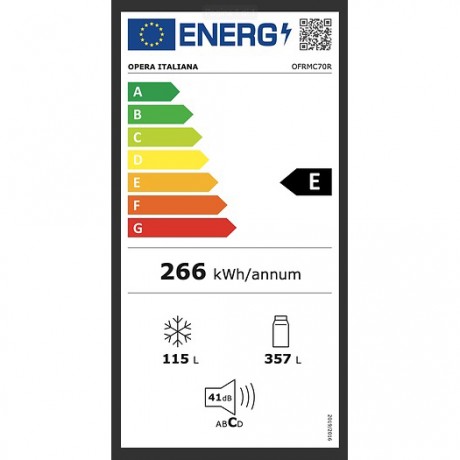 Opera Italiana OFRMC70R Morricone Retro Ψυγειοκαταψύκτης NoFrost Υ190.1xΠ71xΒ76εκ. Κόκκινος  