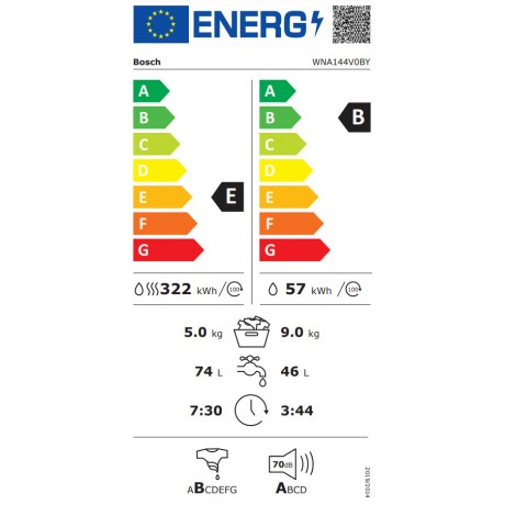 Bosch WNA144V0BY Πλυντήριο-Στεγνωτήριο Ρούχων 9kg/5kg Ατμού 1400 Στροφές