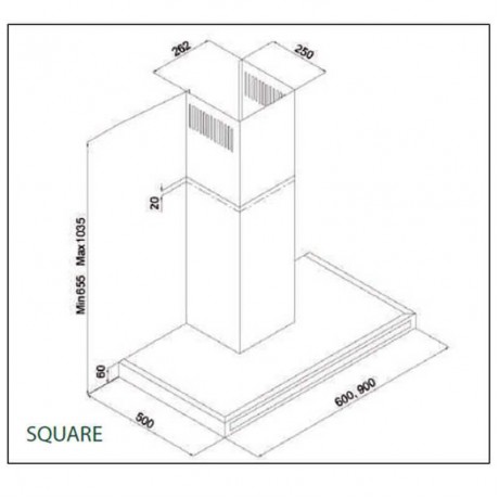 Davoline Square 60 Απορροφητήρας Καμινάδα 60cm Black