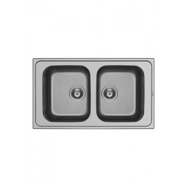 Pyramis Athena Extra 2B Ένθετος Νεροχύτης Inox Σαγρέ Μ86xΠ50cm Ασημί 107163401