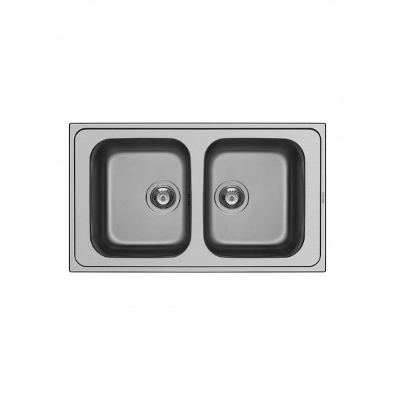 Pyramis Athena Extra 2B Ένθετος Νεροχύτης Inox Σαγρέ Μ86xΠ50cm Ασημί 107163401