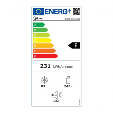 Midea MDRB489FGE02O Ψυγειοκαταψύκτης 330lt Full No Frost Υ201xΠ59.5xΒ63.5cm Inox