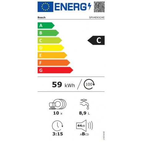 Bosch SPV4EKX24E Πλήρως Εντοιχιζόμενο Πλυντήριο Πιάτων με Wi-Fi για 10 Σερβίτσια Π45εκ.