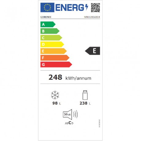 Gorenje NRK620EABG4 Ψυγειοκαταψύκτης Total NoFrost Υ200.4xΠ59.5xΒ59εκ. Μαύρο Γυαλί