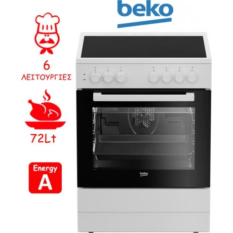 Beko CUV 6710 B Κουζίνα 72lt με Κεραμικές Εστίες Π60εκ. Λευκή  