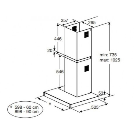 Beko BHCB66641BBHS  Απορροφητήρας 60cm Inox/Black 710m3/h Class A