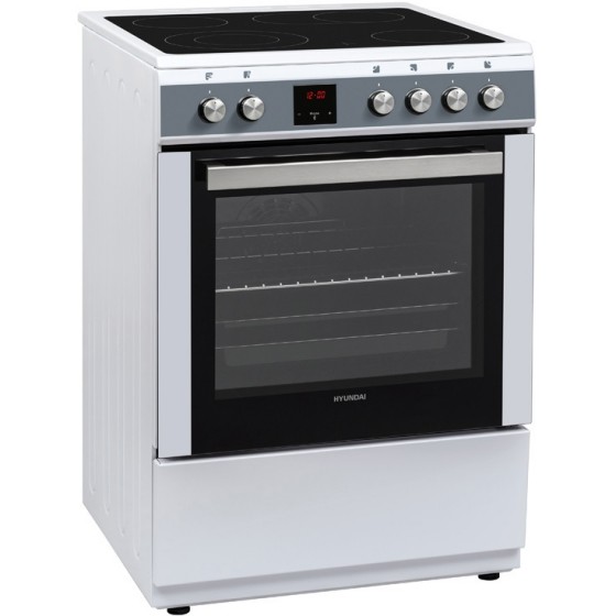 Hyundai HCVC23-7260V/WP Κεραμική Κουζίνα 69lt Pop Διακόπτες Λεύκη με Χερούλι Ιnox