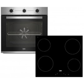 Beko BBIE12100XC + HIC64400E Φούρνος άνω Πάγκου 66lt με Κεραμικές Εστίες Π59.4εκ. Inox 
