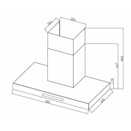 Davoline Raven Pro Απορροφητήρας Καμινάδα 90cm Μαύρος