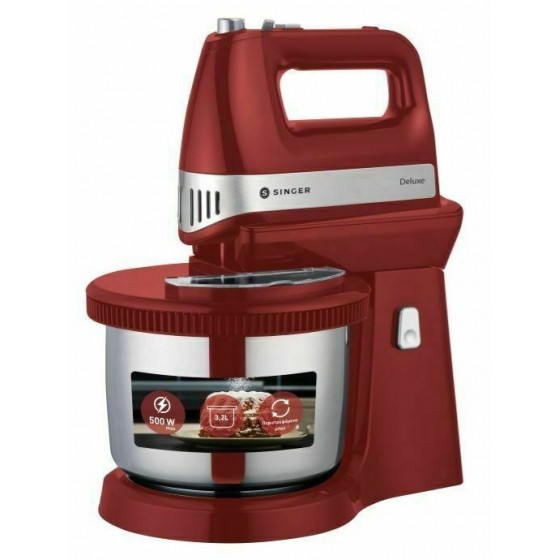 Singer SM-500 Deluxe Μίξερ με Inox Κάδο 3lt Κόκκινο 500W
