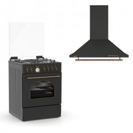 Thermogatz ΣΕΤ Κουζίνα Μικτή TGS 4310 ANTH TURBO + Απορροφητήρας TGS 950 BL RUSTIC