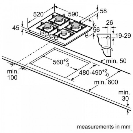 Bosch HBA534EB3 + PNP6B6B90 Αυτόνομο Σετ Εντοιχισμού με Εστίες Αερίου 71lt A+ Black