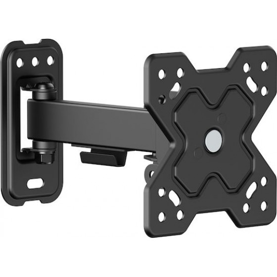 Powertech PT-1277 Βάση Τηλεόρασης Τοίχου με Βραχίονα έως 32" και 20kg Ασημί