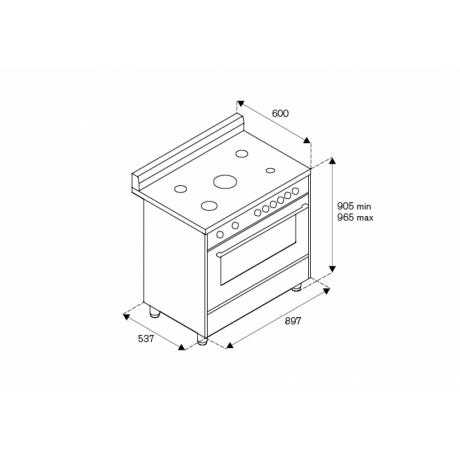La Germania AMS9 CER 61L B X/19 Κεραμική Κουζίνα 90cm Inox