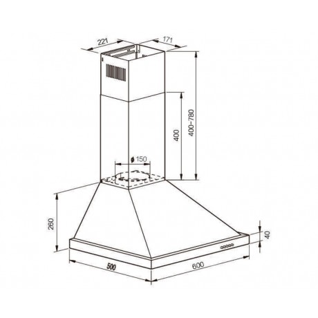 Singer Pyramid 601C 21 Απορροφητήρας Καμινάδα 60cm Inox