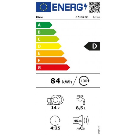 Miele G 5110 SCi Active CleanSteel Εντοιχιζόμενο Πλυντήριο Πιάτων