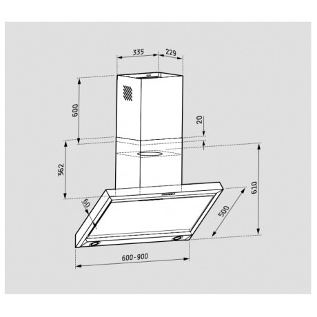 Pyramis Specieto Απορροφητήρας Καμινάδα 90cm Inox-Black 065039101