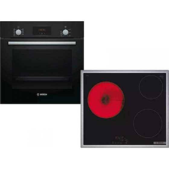 Bosch HBF134EB1 + PKM645BB2E Φούρνος άνω Πάγκου 66lt με Κεραμικές Εστίες Π59.4εκ. Μαύρος