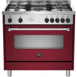 La Germania AMN96 5 E VI T/21 GPL Φούρνος Ηλεκτρικός 5 Εστίες Υγραερίου Κόκκινο 90εκ.