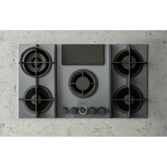 Elica Nikolatesla Flame GR/F/88 Εστία Αερίου Αυτόνομη 88x51cm Γκρί Γυαλί PRF0147743A