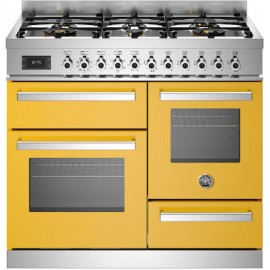 Bertazzoni PRO10 6L 3E GI T Κουζίνα με 6 Εστίες Αερίου & 3 Φούρνους Ηλεκτρικούς 100εκ. Κίτρινο