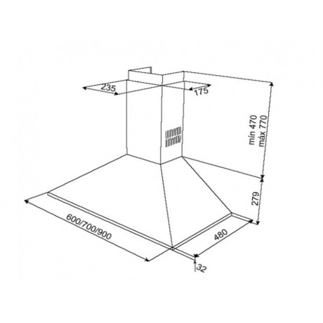 Teka DBP 90 Pro Ανοξείδωτη Καμινάδα Τοίχου 90 cm