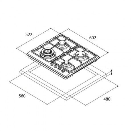 Bertazzoni P60 4L HER AC GPL Εστία Υγραερίου με Μπρούτζινους Διασπορείς Μπεζ 60cm