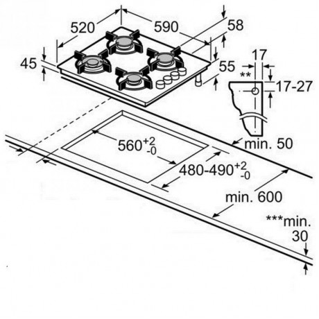 Bosch POH6B6B10 Κεραμικές Εστίες Αερίου 