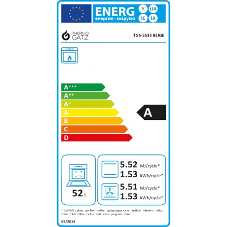 Thermogatz TGS 5533 Εντοιχιζόμενος Φούρνος Υγραερίου Π60εκ. Beige 04.405.208