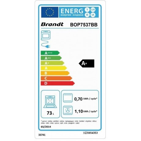 Brandt BOP7537BB Φούρνος Ατμού με Πυρόλυση 73lt Μαύρος