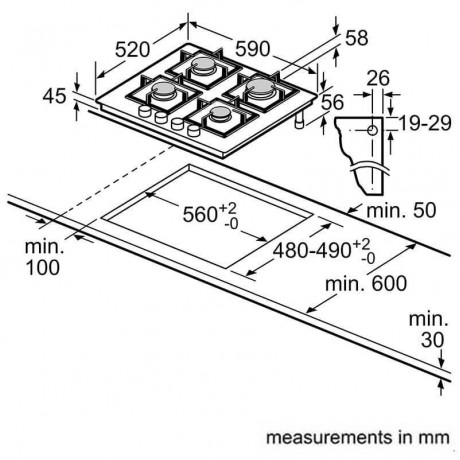 Bosch HBF134ES1 + PNH6B6B90 Σετ Εντοιχισμού με Εστίες Υγραερίου